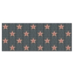 "Star" Backdrop with a squares of gray and pattern of pink stars printed on thin plastic material.