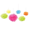Multi-colored hanging tissue paper fluff balls 