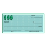 over sized green check like what would be presented to a winner