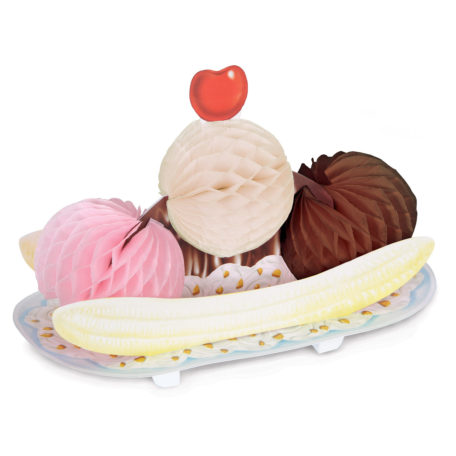 a centerpiece decoration that looks just like a banana split