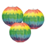 round hanging lanterns in tie-dyed colors