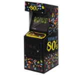 table centerpiece in the shape of a retro arcade game from the 1980's