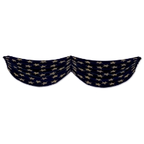 Fabric bunting with a black background and gold stars.
