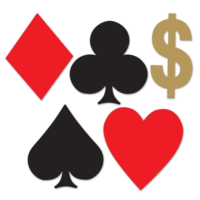 cutout in the shape and colors of playing card suits