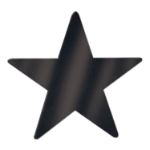Card stock star cutout printed with black ink.