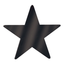Card stock star cutout printed with black ink.