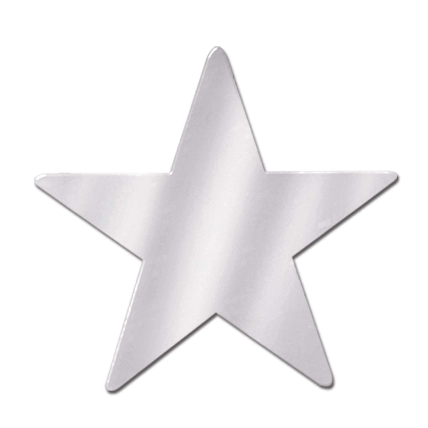 Star cutout decoration printed silver on card stock material.