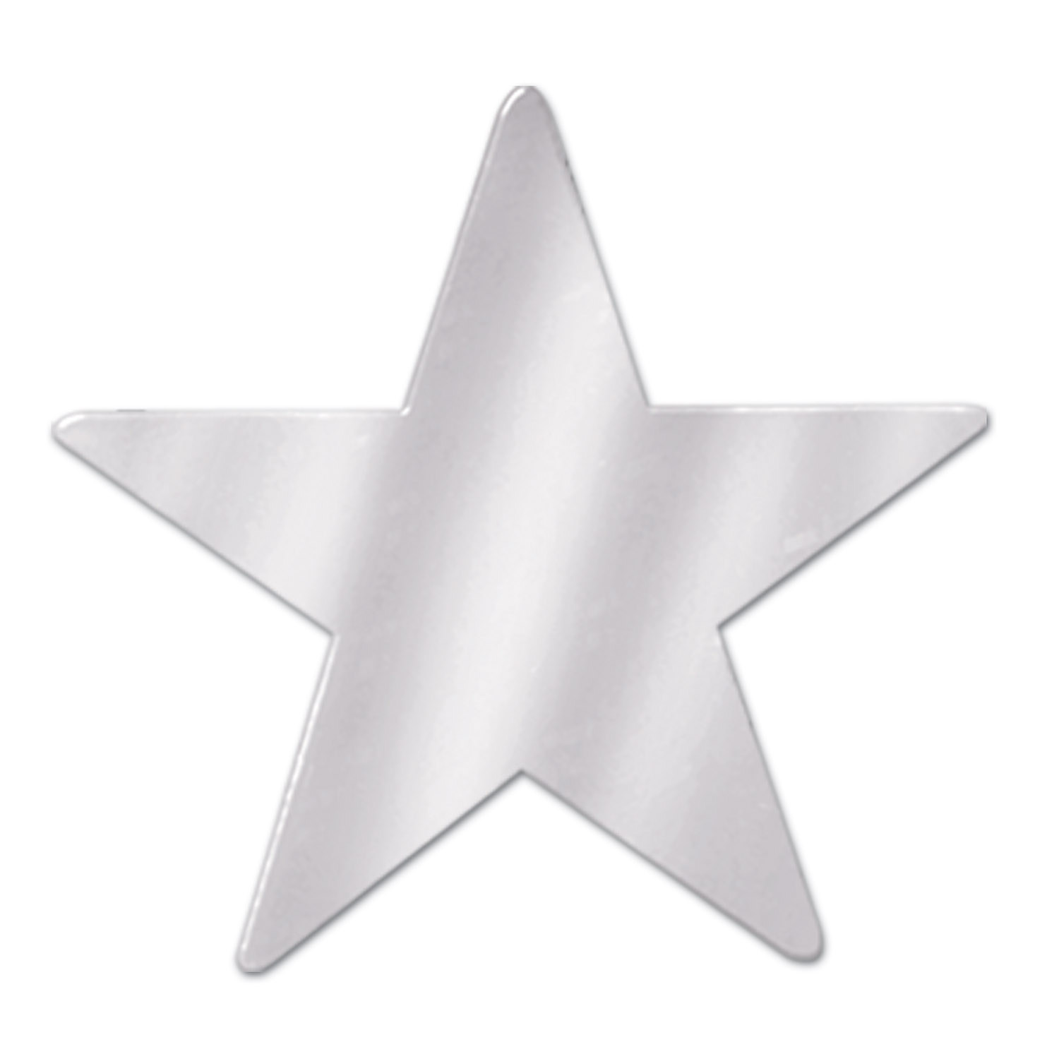 Silver shiny metallic star cutout printed on card stock Material 