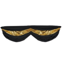 Black and shiny gold fabric bunting.