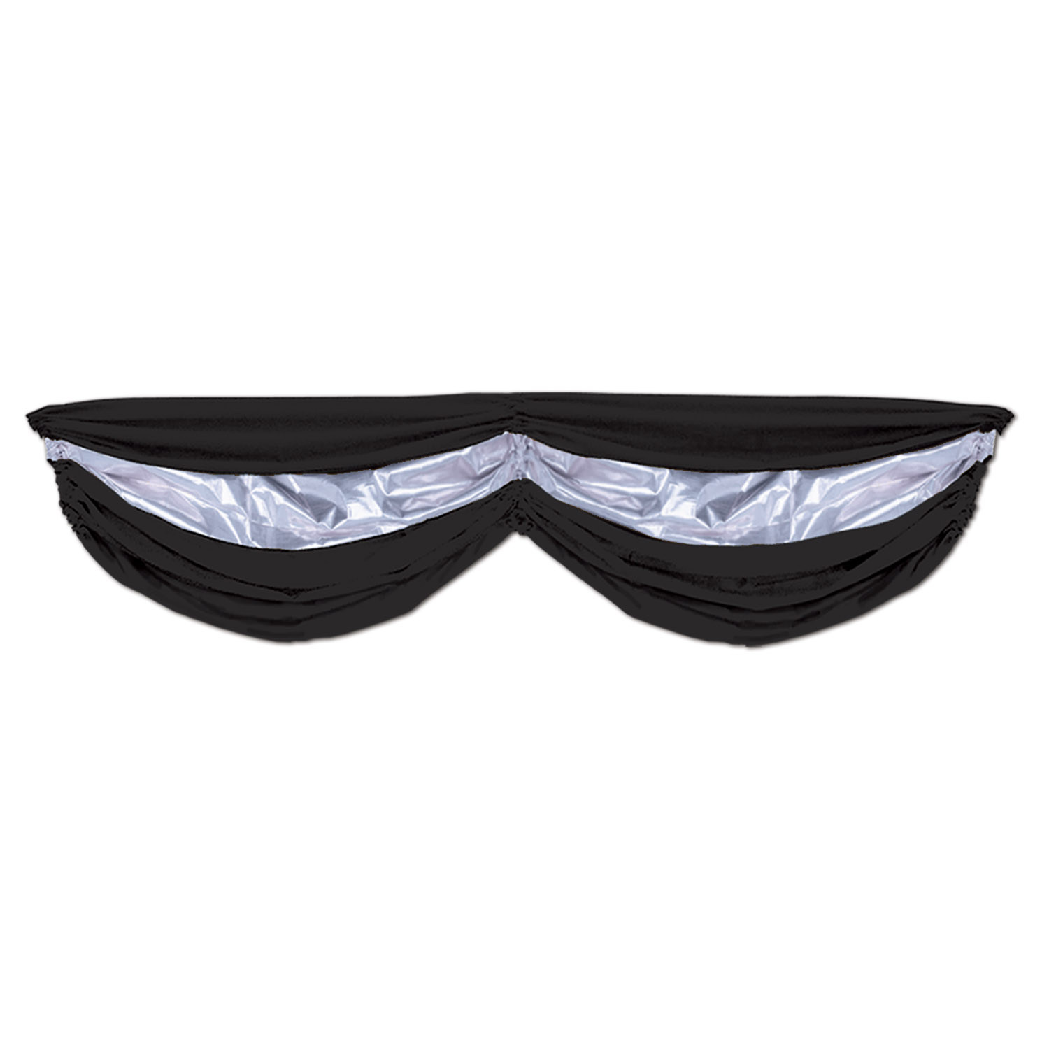 Black and shiny silver fabric bunting.