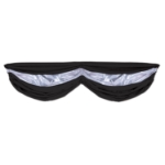 Black and shiny silver fabric bunting.