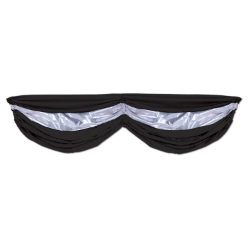 Black and shiny silver fabric bunting.
