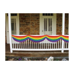 Rainbow colored fabric bunting.