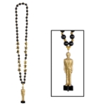 black beads with an awards night award statue at the bottom