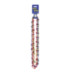 assorted colored beads with peace signs around the necklace