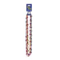 assorted colored beads with peace signs around the necklace