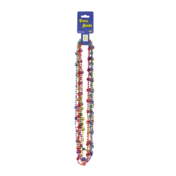 assorted colored beads with peace signs around the necklace