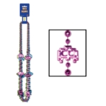 1980's style beads with pac-man characters around the necklace