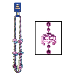 1980s style beads with pac-man characters around the necklace