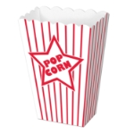 red & white popcorn favor boxes