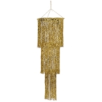 Gold metallic stranded shimmering chandelier.