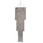 Shimmering chandelier with Silver metallic strands.