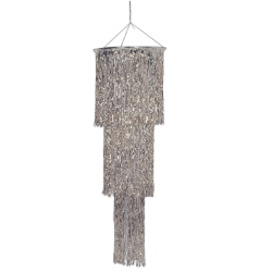 Shimmering chandelier with Silver metallic strands.