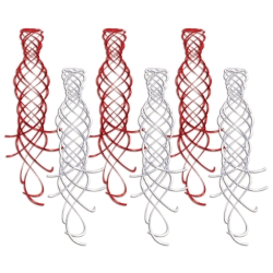 red and white hanging whirl decorations