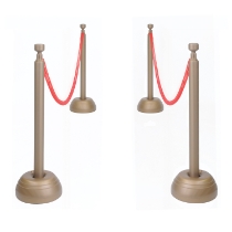 red ropes attached to gold posts used for forming organized lines