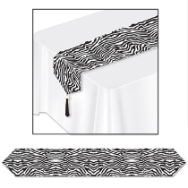 zebra printed table runner with a black tassel