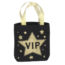 favor bag with gold stars and VIP written inside a large star