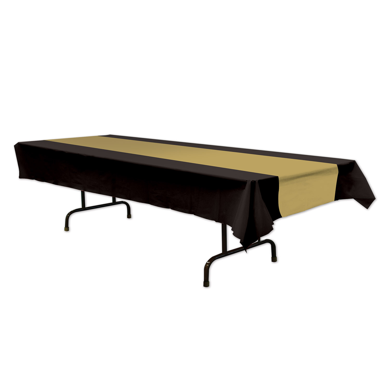 Black with gold center table cover for rectangular table.