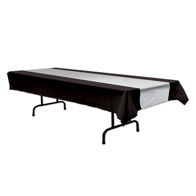 Black with silver center table cover for rectangular table.