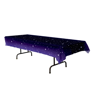 Glaxy printed tablcover with stars for a rectangular table.