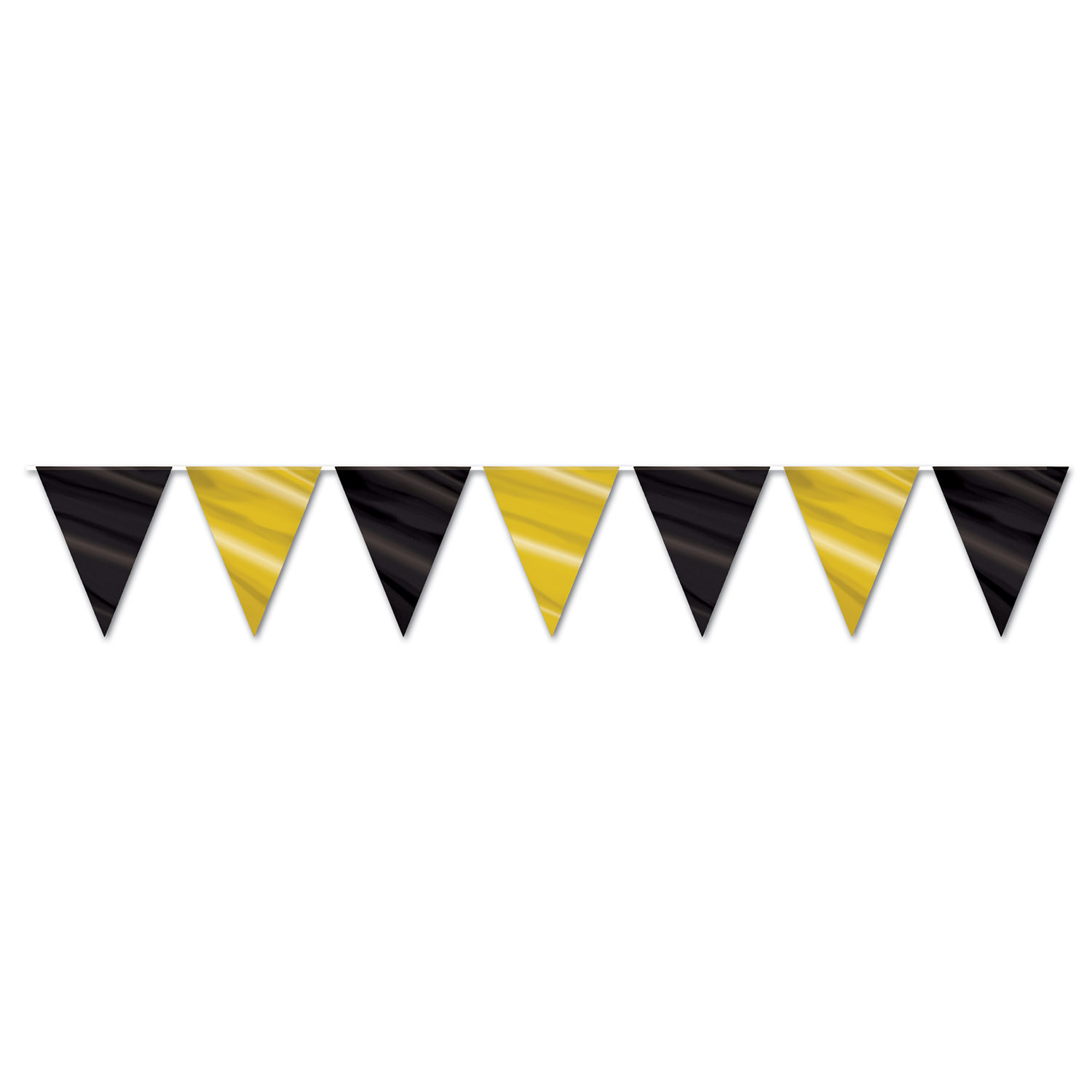 Streamer with black and gold pennants.