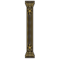 Black column cutout with gold accents.