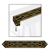 Black background table runner with beautiful gold accent designs.