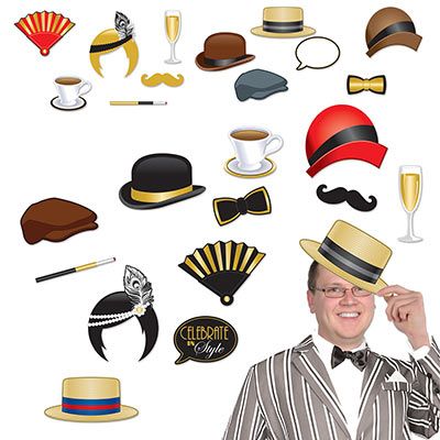 Photo props from hand fans, derbies, and so much more to match the 20s fashion.