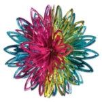Matallic starburts star with cerise, lime green, and teal colors in a beautiful pattern.