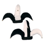 black and white fabric jester hat