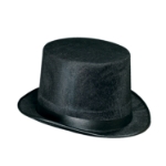 Velvet and felt black New Years Eve top hat.