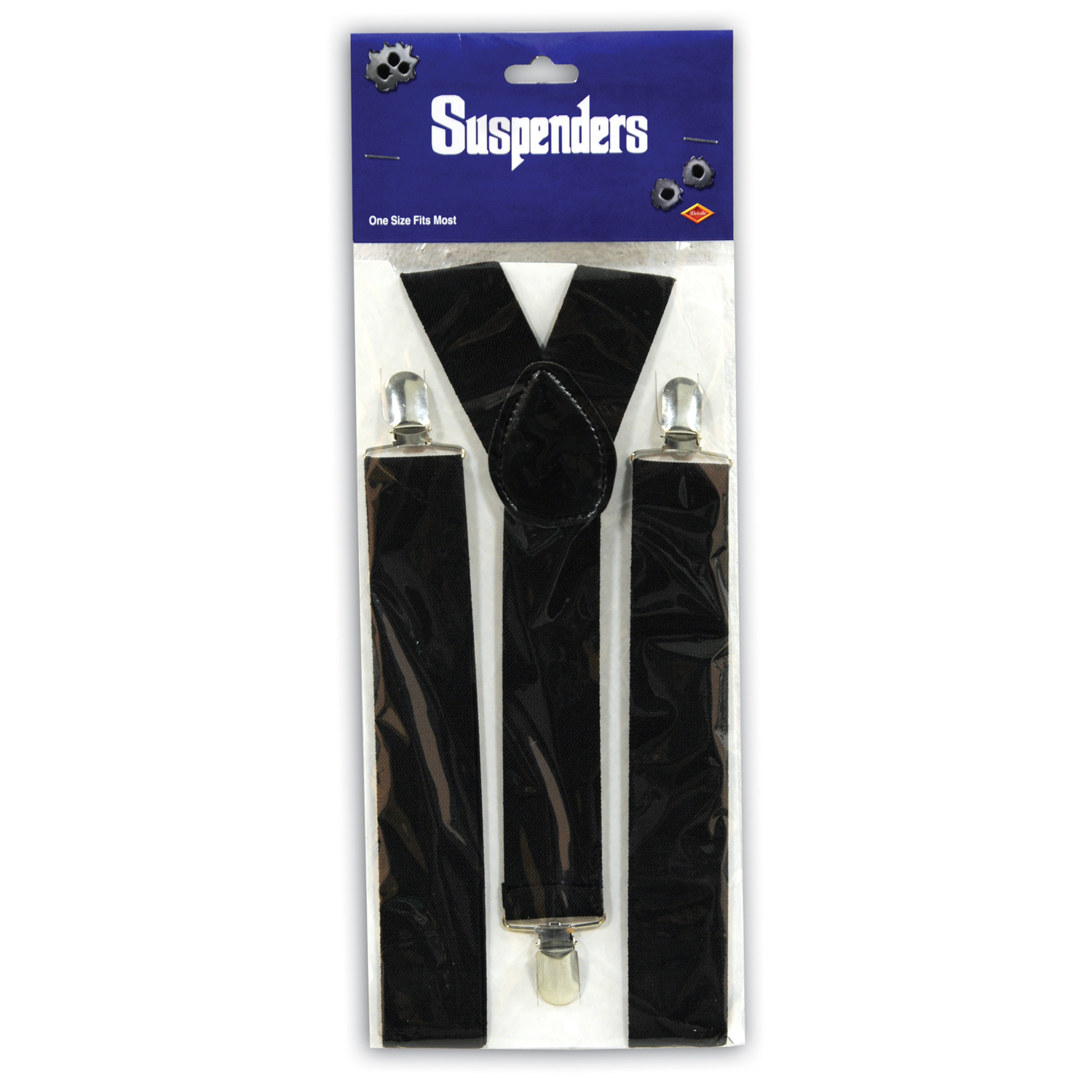 Black suspenders with adjustable straps.