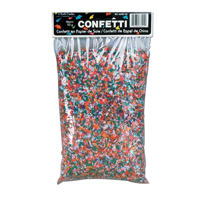 Multi color confetti in a bag of assorted sizes and shapes.