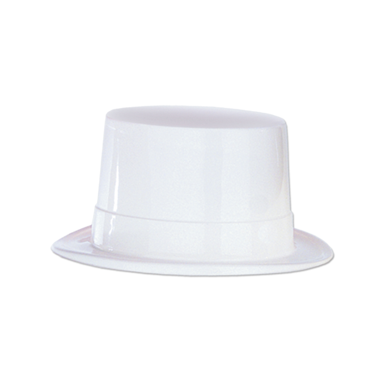 White plastic material molded into a tradition top hat.