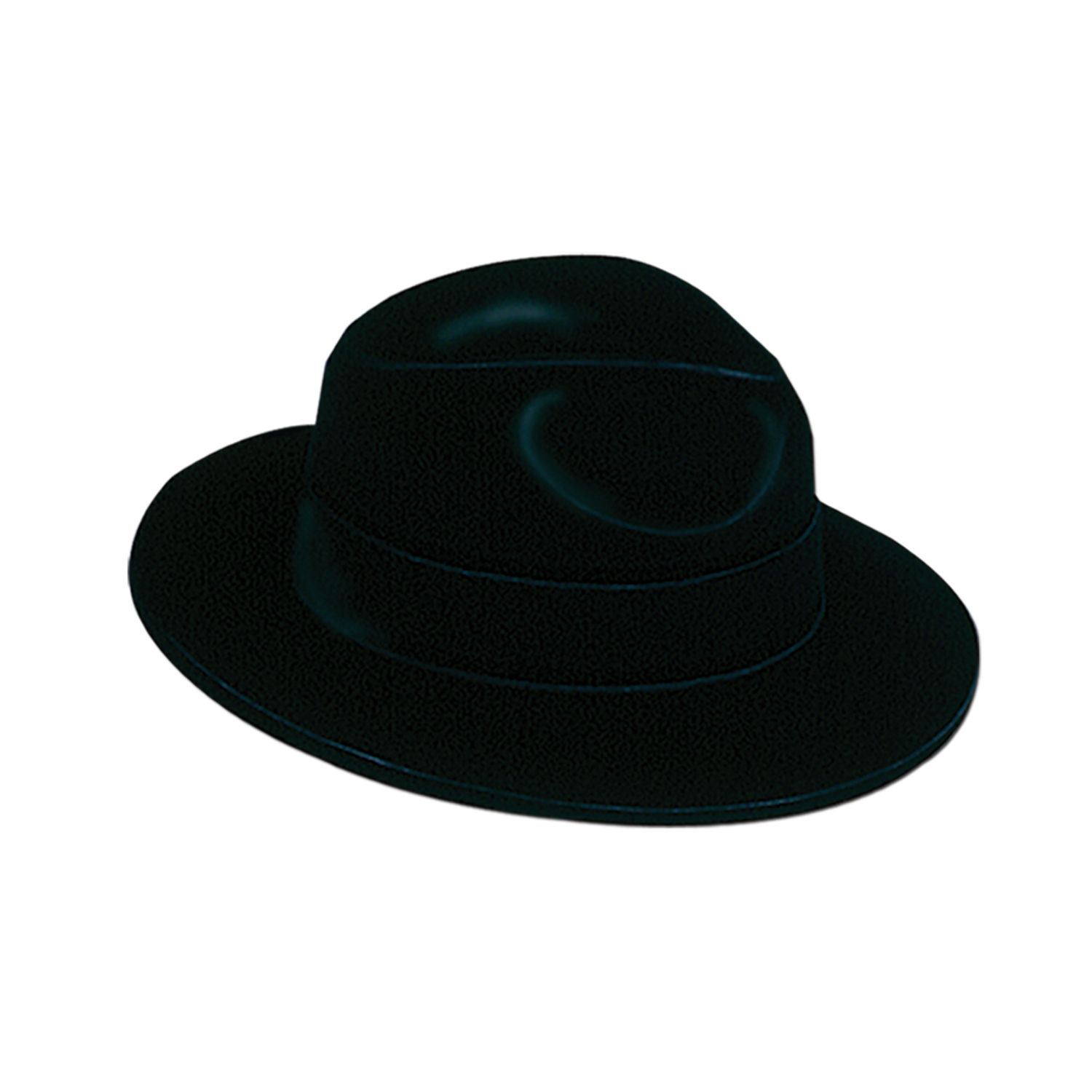 Velour fedora made of plastic material and velour coating.