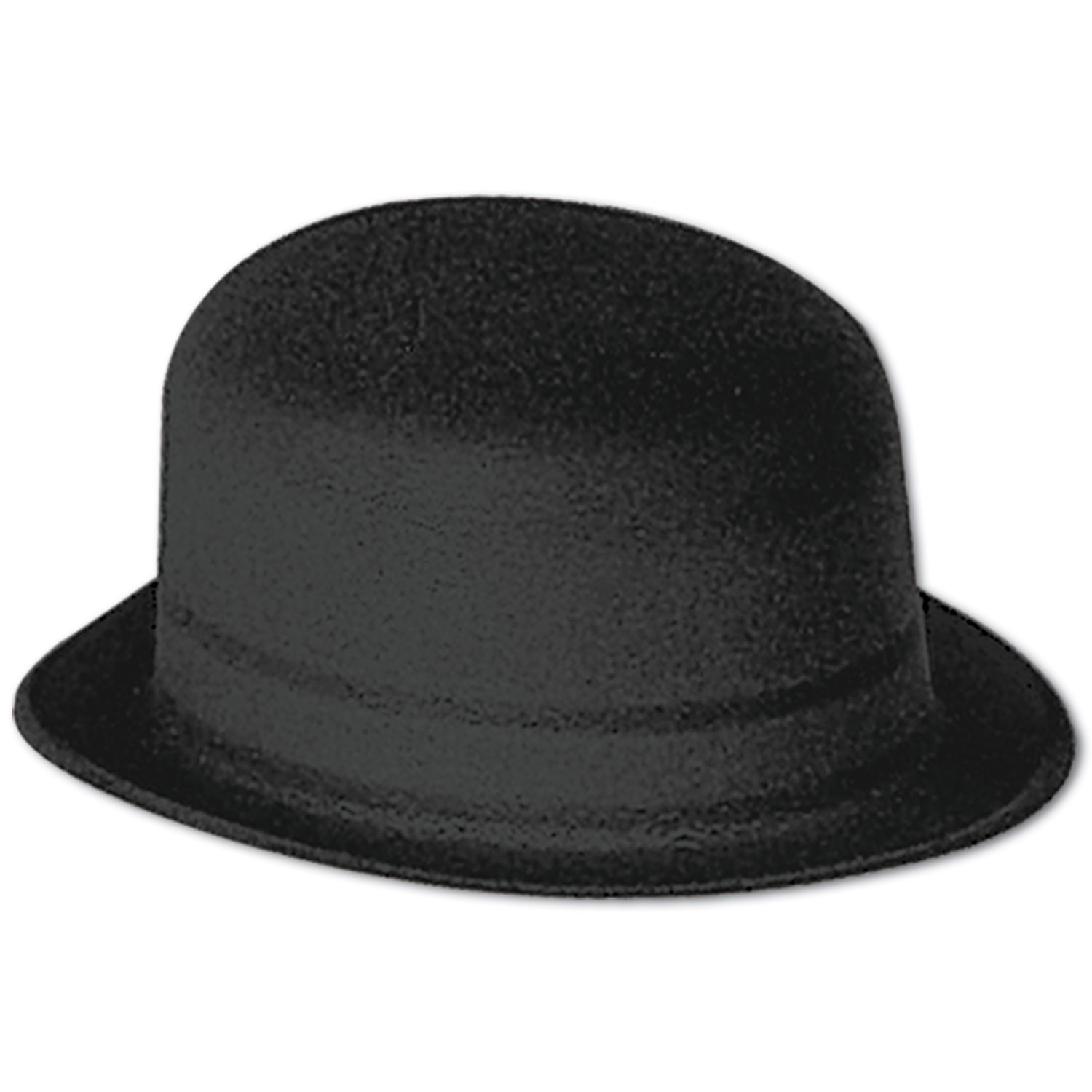 Black velour derby made with plastic material and covered in a velour coating.