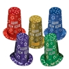 Assorted packaged of super high hats in different vibrant colors and accented with printed white stars.