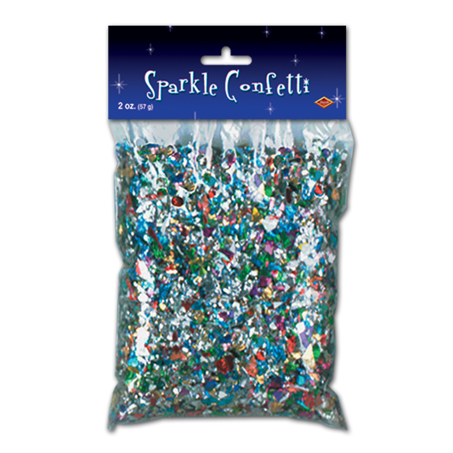 Confetti decoration mixed with assorted colors and sizes.
