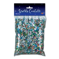 Confetti decoration mixed with assorted colors and sizes.