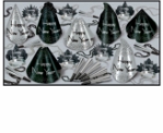new year's eve party favors in a kit of party hats, new year tiaras, horns, and beads
